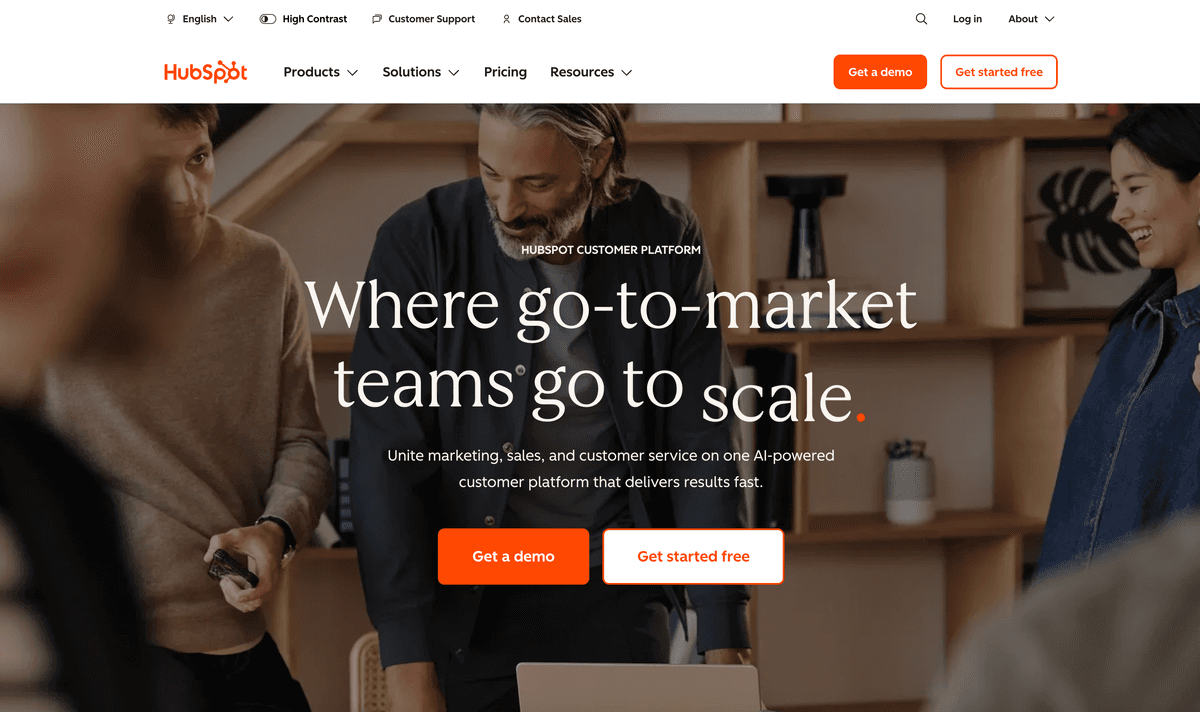 HubSpot website screenshot